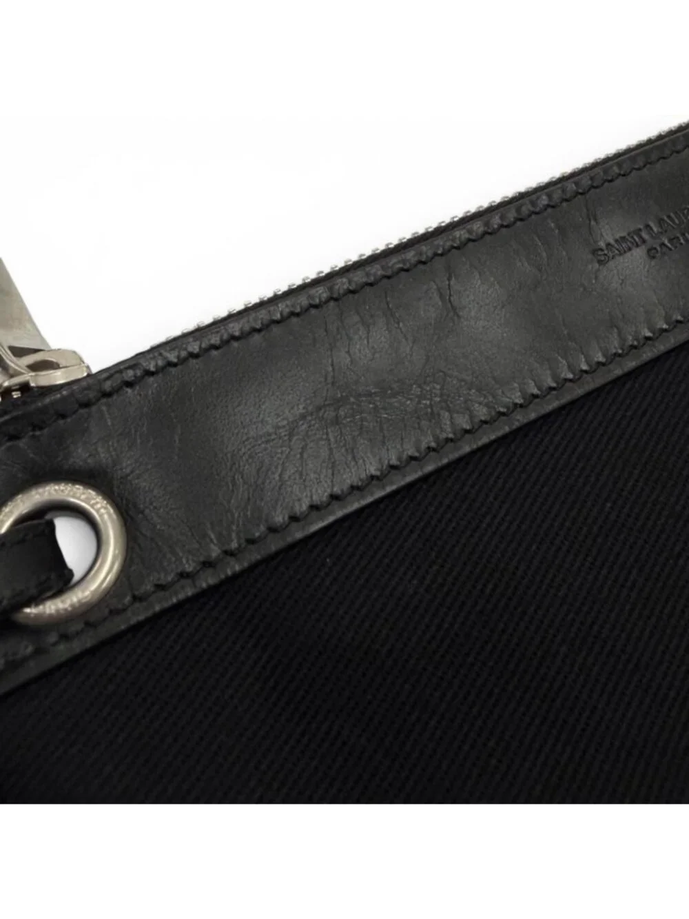Saint Laurent Paris Canvas Leather Rive Gauche Sling Bag Included